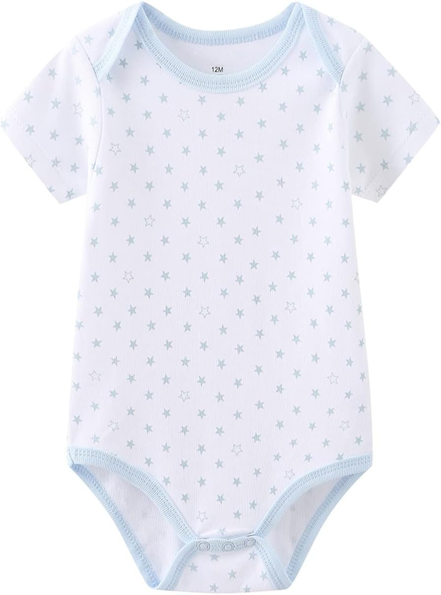 Unisex Newborn Bodysuits Infant Baby Clothes Short Sleeve One-Piece Cotton Bodysuit 5 Pack for Baby Boys and Girls