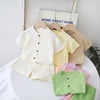 New 2025 Summer Kids' 2-Piece Set Breathable Cotton Short Sleeve Outfit Solid Color Unisex Baby & Toddler Clothes 0-5 Years