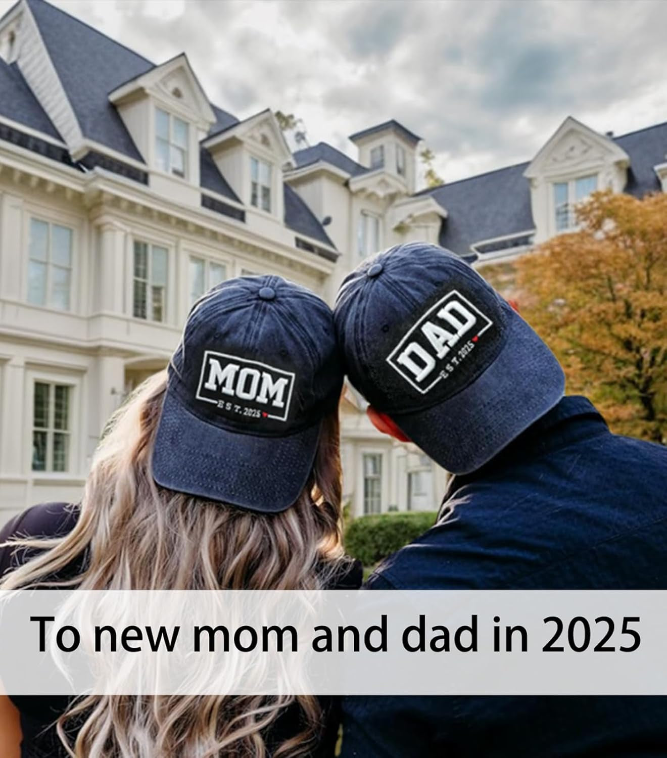 Funny Mom and Dad Est 2025 Hats, Gifts for New Parents, New Mom and Dad Hats, 3D Embroidered Adjustable Baseball Cap