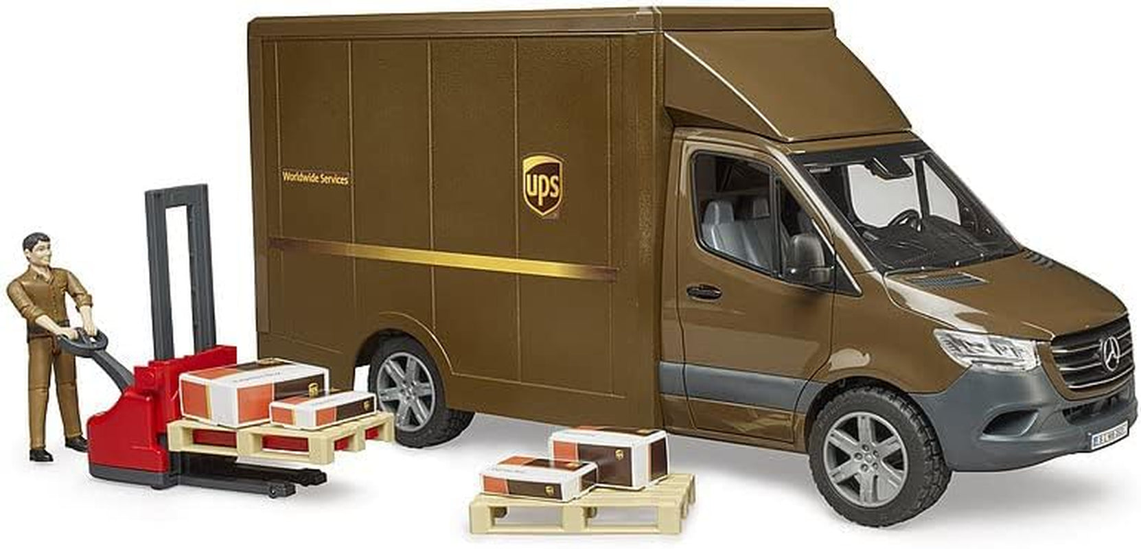 02678 MB Sprinter UPS with Driver & Accessories, Brown/Red