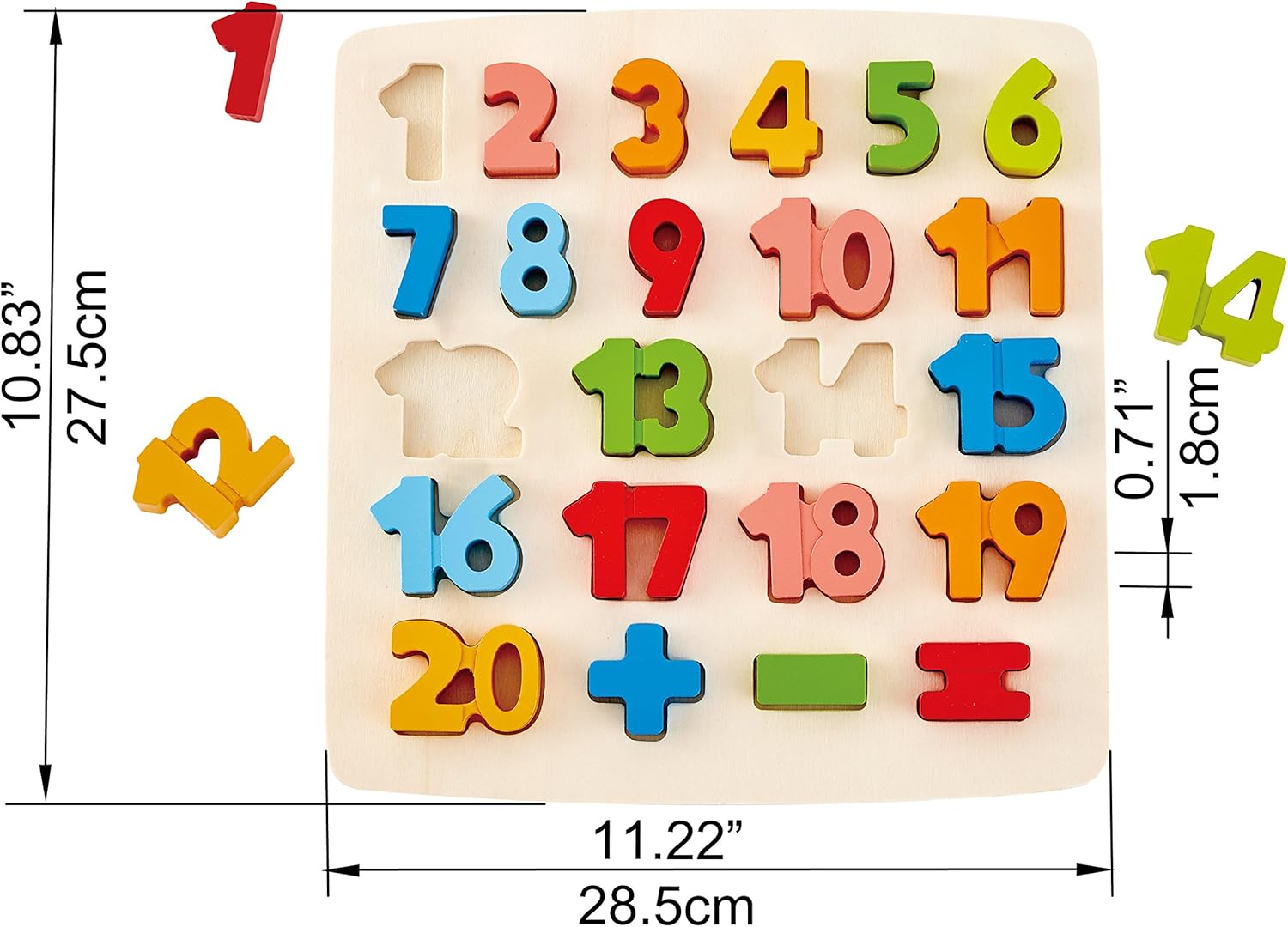 Odyssey Toys Chunky Number Puzzle (10 Pieces), Multicolor, 5'' X 2''