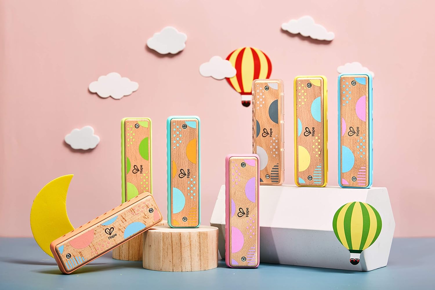 Blues Harmonica | 10 Hole Wooden Musical Instrument Toy for Kids, Green