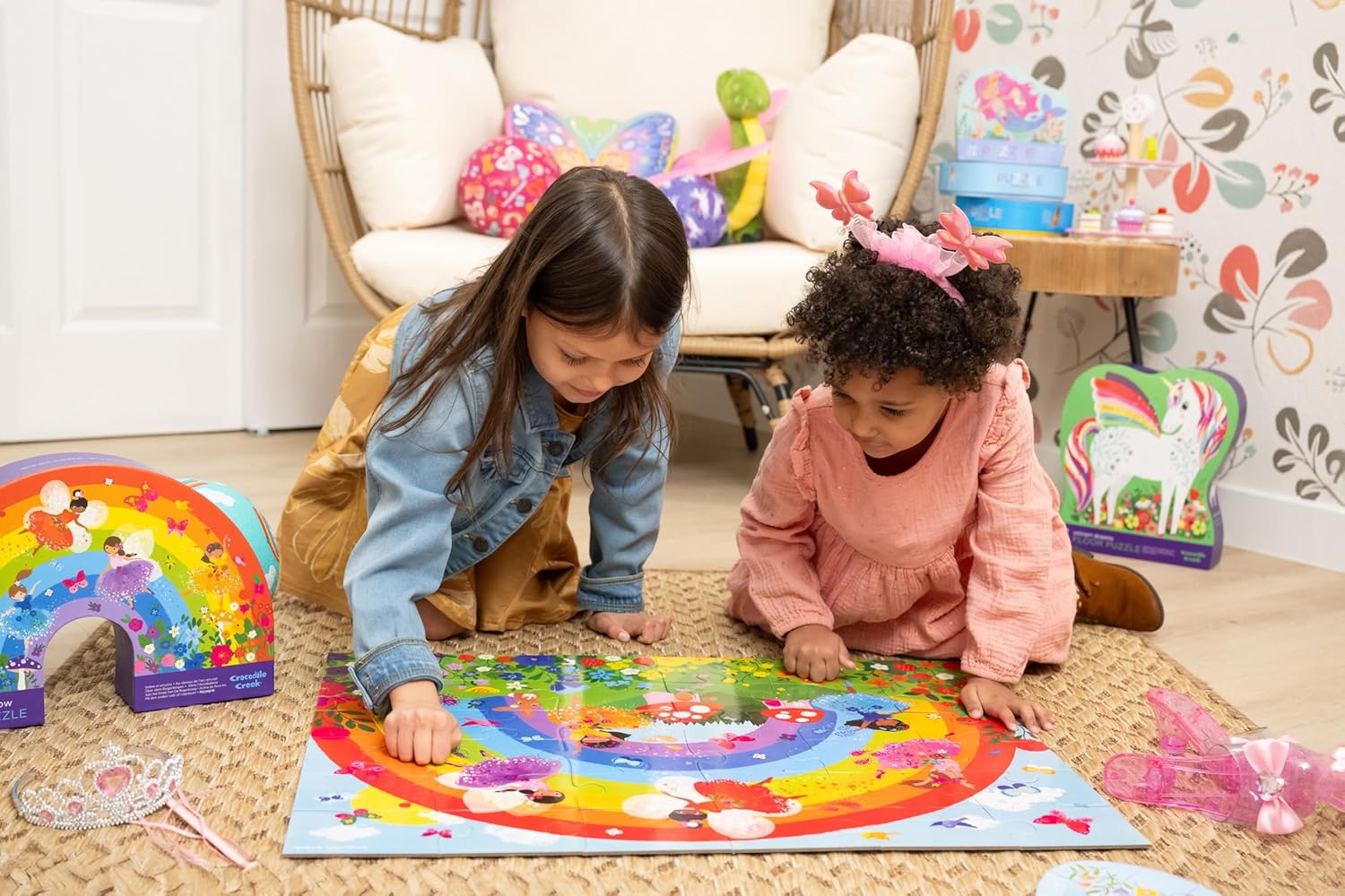 36-Piece Jigsaw Floor Puzzle - Fun Floor Puzzles for Kids Ages 3-5 - Heavy-Duty Shaped Box for Storage - Shark Reef - 24" W X 18" H Finished