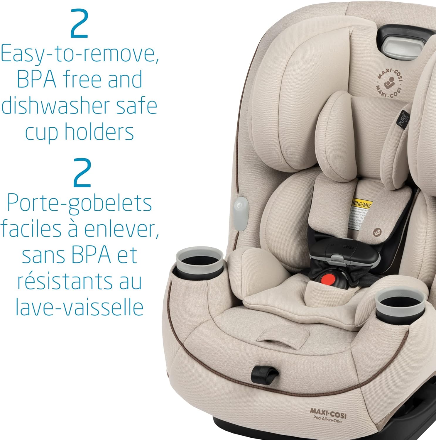 Maxi Cosi Pria All-In-One Car Seat, 3In1, Convertible from Infant to Toddler, Rear and Forward Facing, Booster Mode, Washable Seat Cover, Desert Wonder
