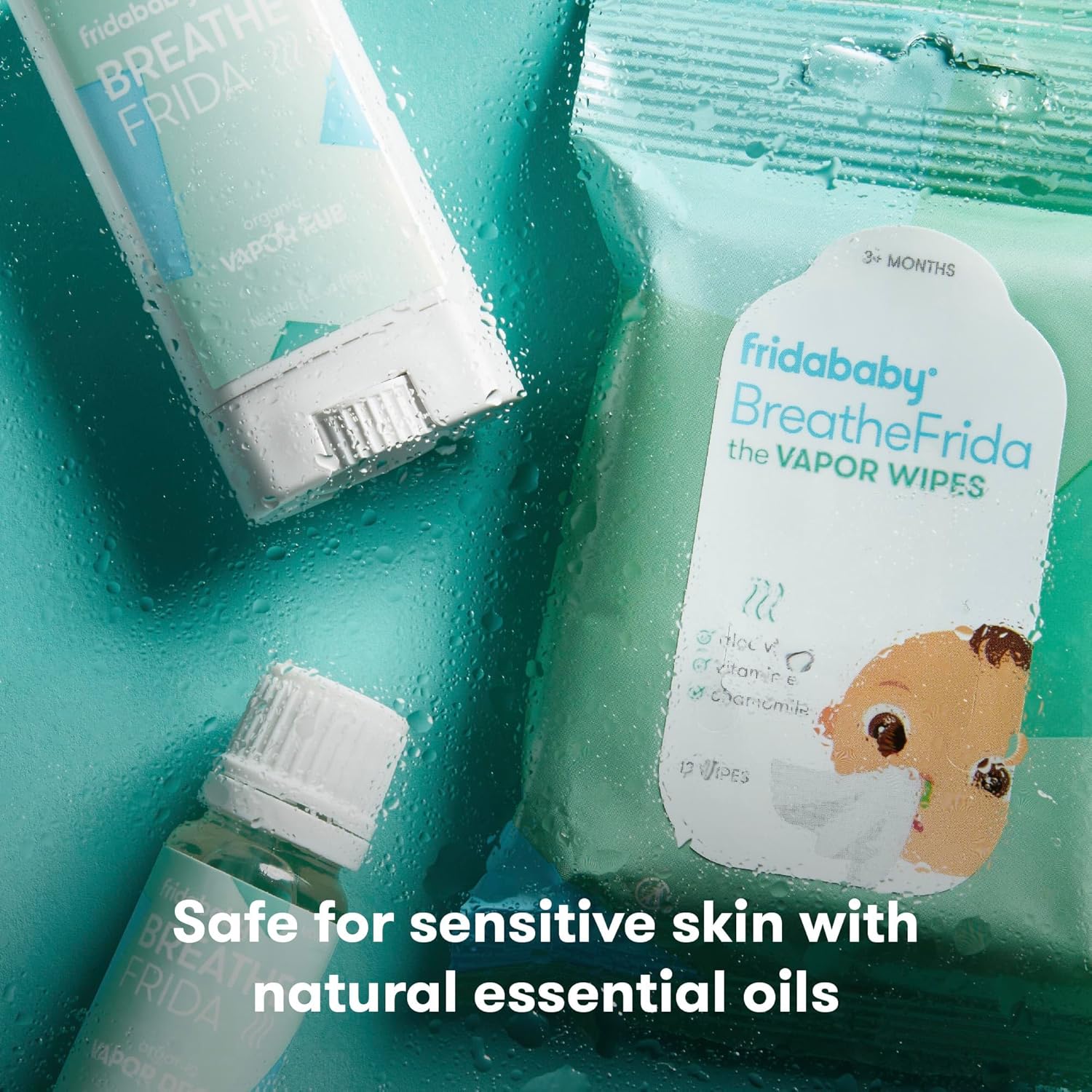 Fridababy Baby & Toddler Breathe Easy Kit Sick Day Essentials,A Must-Have Set Includes Natural Nose & Chest Wipes, Organic No-Mess Chest Balm, & Organic Essential Oil for Bath or Diffuser