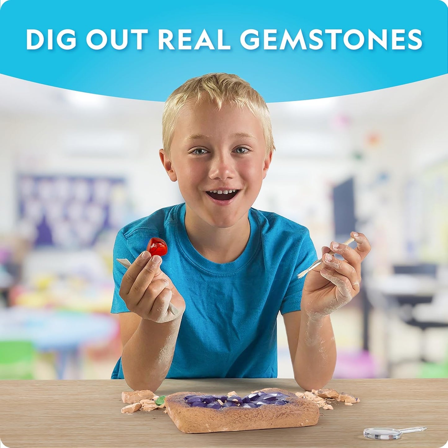 National Geographic Mega Gemstone Dig Kit – Dig up 15 Real Gems, STEM Science & Educational Toys Make Great Kids Activities