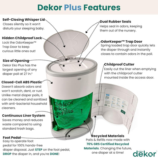 Diaper  EKO plus Diaper Pail Gift Set | White