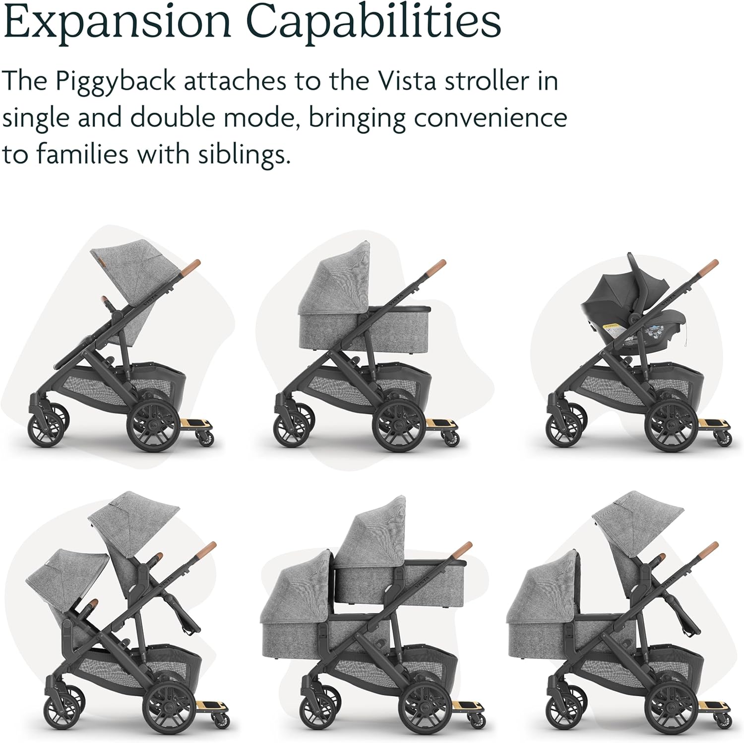 Piggyback Ride-Along Board for Vista, Vista V2, and Vista V3 Strollers/Quick Attachment for Children to Stand + Stroll / 55 Lbs. Weight Capacity