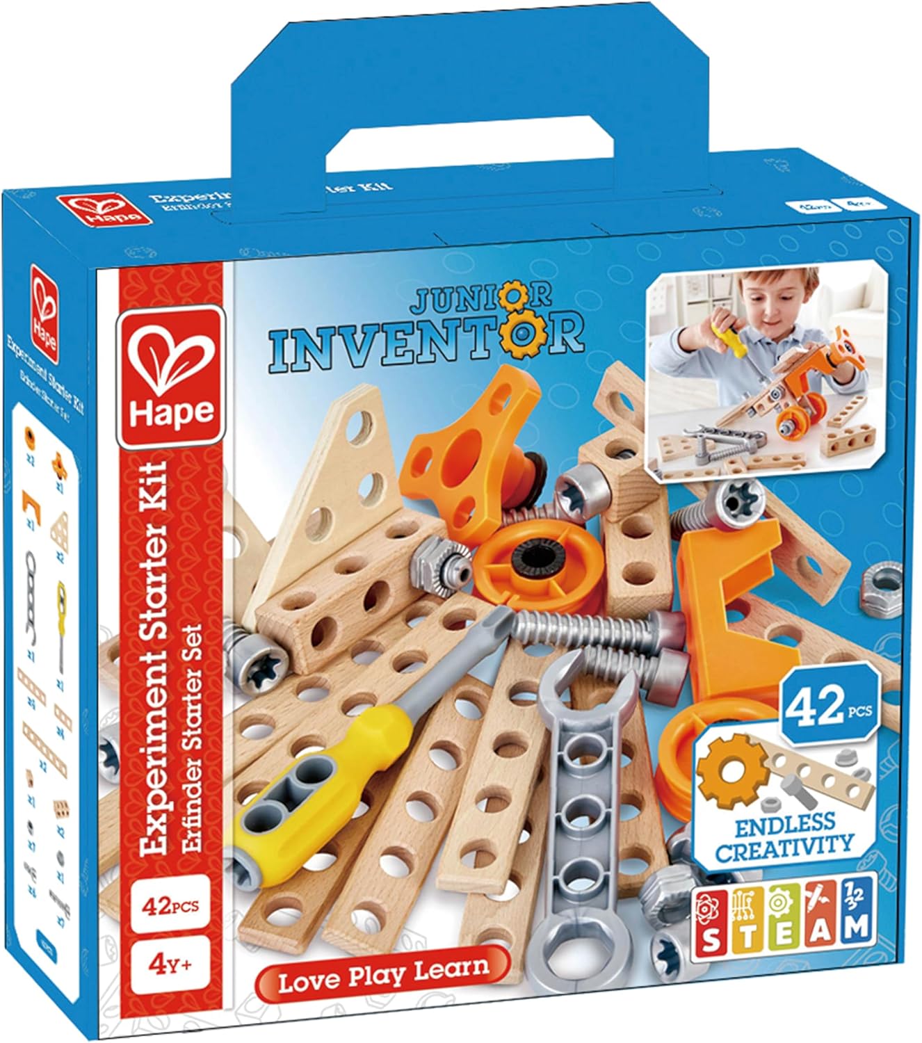 Junior Inventor Experiment Starter Kit | 42 Piece Construction Building Toys, STEAM Science Kit for Kids 4 Years and Up