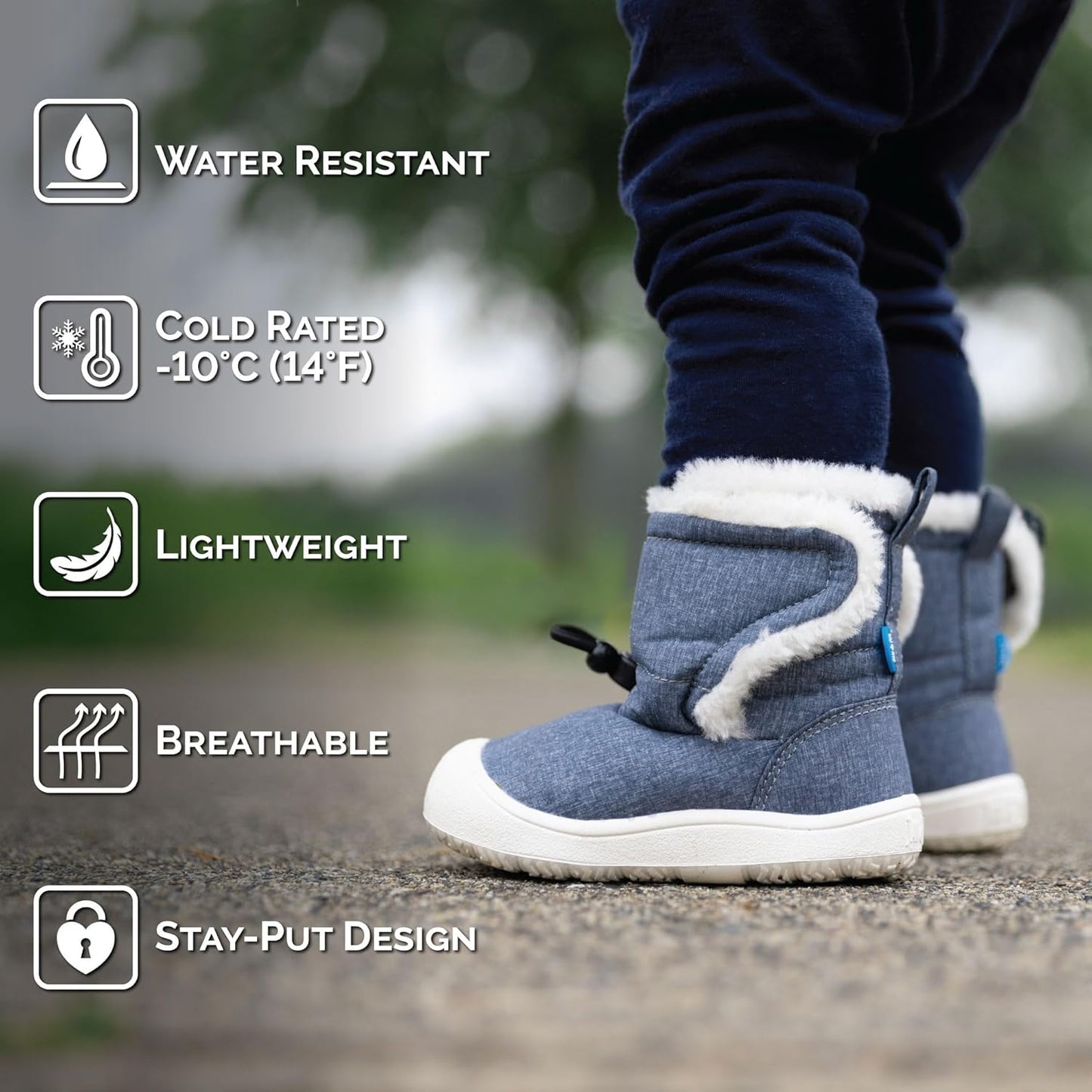 Water Resistant Stay-On Winter Boots with Flexible Rubber Soles
