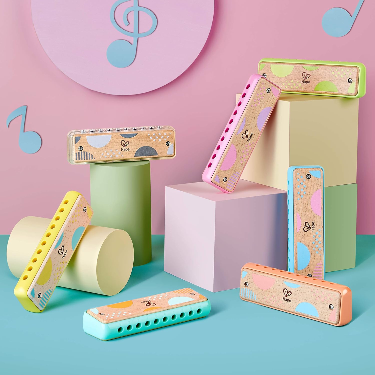 Blues Harmonica | 10 Hole Wooden Musical Instrument Toy for Kids, Green