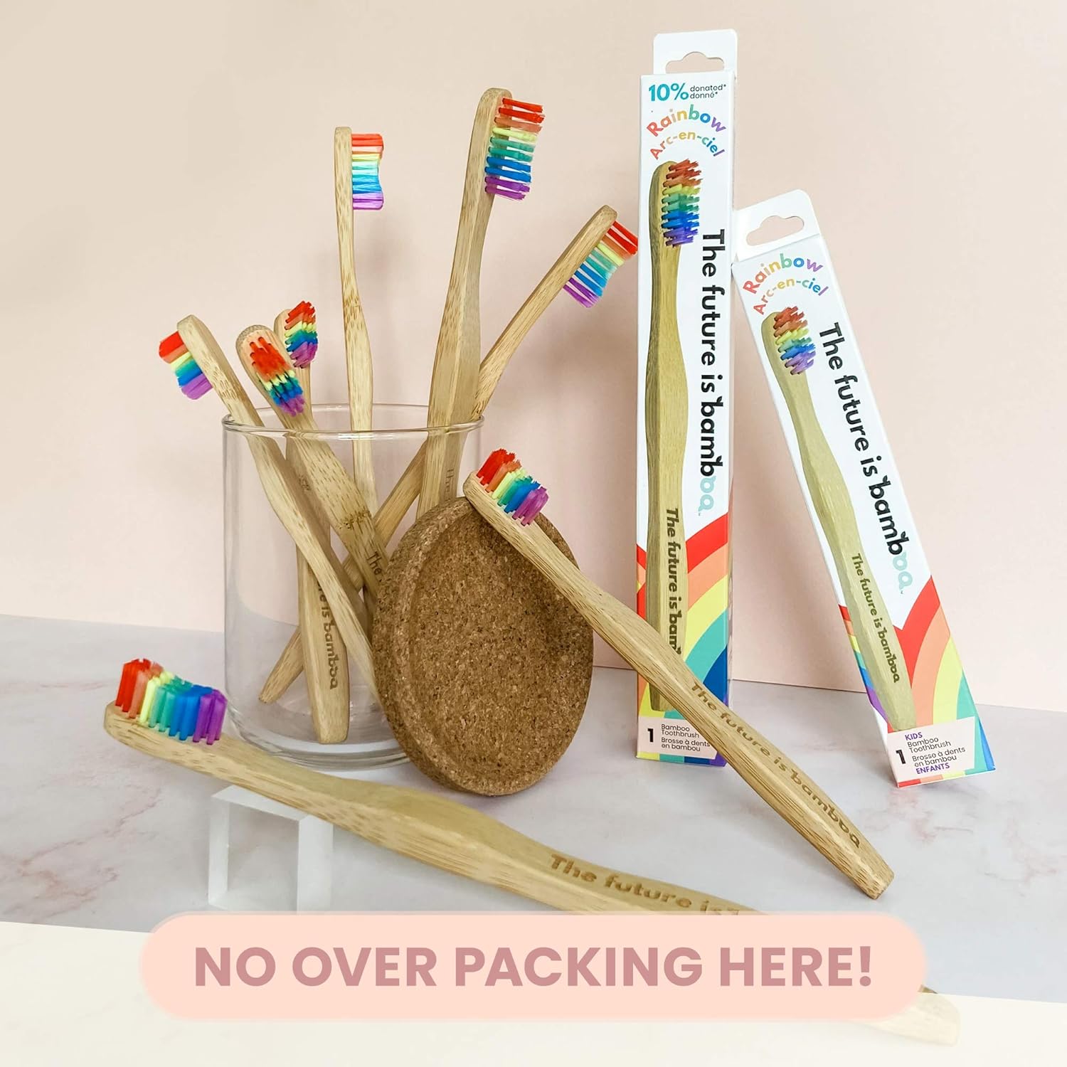– Rainbow Bamboo Toothbrush for Kids, Pack of 4 Children’S Bamboo Toothbrushes with Soft Wave Bristles
