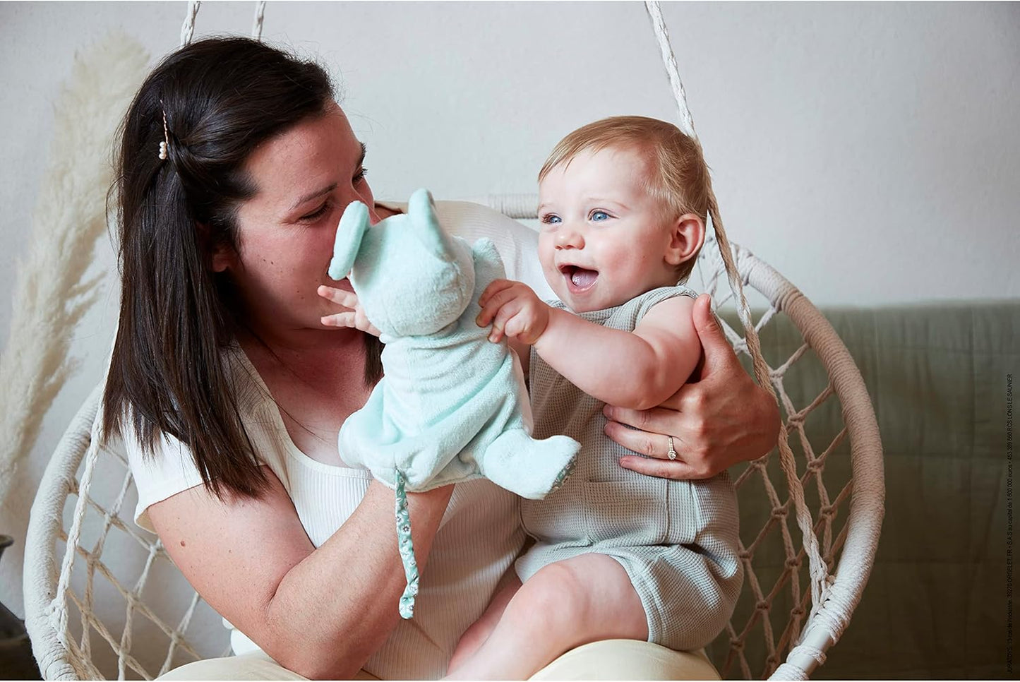 - Hand Puppet Mouse Doudou for Kids and Babies - Soft Polyester and Micro-Velvet Comforter Plush - Early Development Toy - from Birth - K210003.