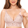 Women'S Nursing Bra Lace Wirefree Padded Maternity Bralette Breastfeeding Cute Gentle Rose 34C