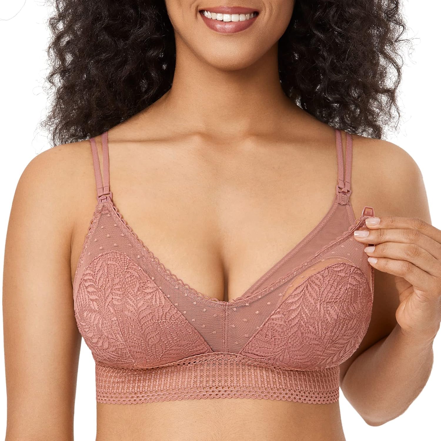 Women'S Lace Nursing Bra Cute Bralette Breastfeeding Maternity Bras Padded Wireless