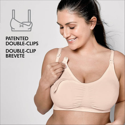 3 in 1 Nursing and Pumping Bra | Breathable, Lightweight for Ultimate Comfort When Feeding, Electric Pumping or In-Bra Pumping, Chai, Small