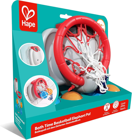 Bath Time Basketball Elephant Pal | Bathtub Shooting Game, 1 Hoop with Suction Cups and 4 Balls, for Children 18 Months+