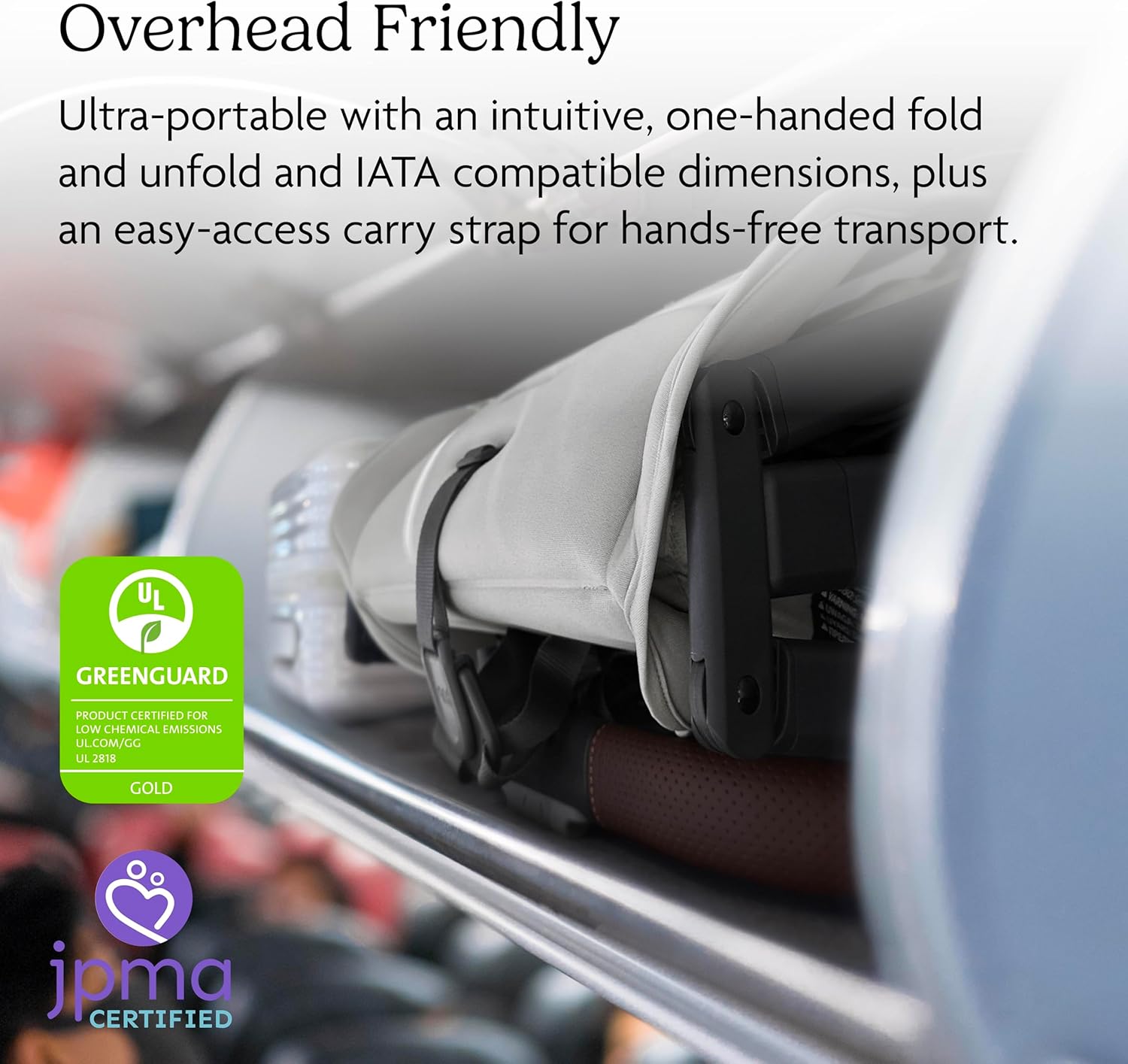 Minu V3 Travel Stroller | Lightweight + Compact Design | One-Hand Fold + Unfold | from Birth + Overhead Compatible | Jake (Charcoal/Carbon Frame/Black Leather)