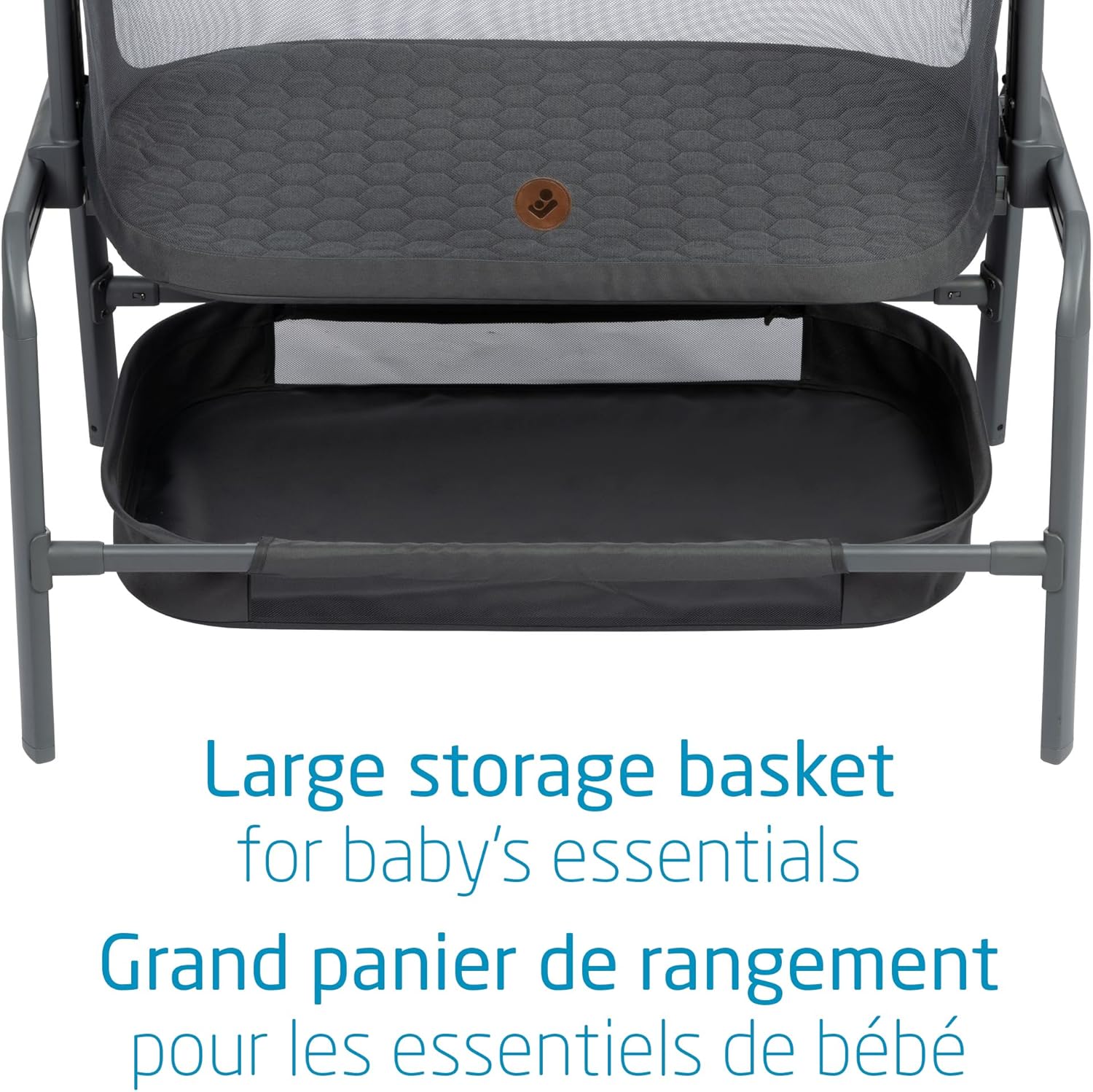 Iora Bedside Bassinet, Infant Bedside Sleeper Crib, 4 Height Positions, Portable & Folds Flat, Large Storage Basket, Includes Travel Bag, Classic Graphite