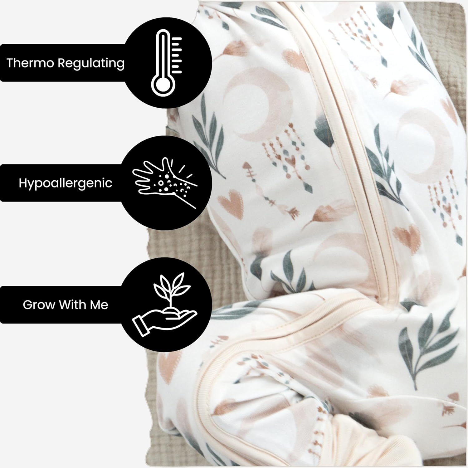 Viscose from Bamboo Sleeper Baby Pajamas, Convertible Gripped Footie with 2-Way Zipper, Ideal for Eczema