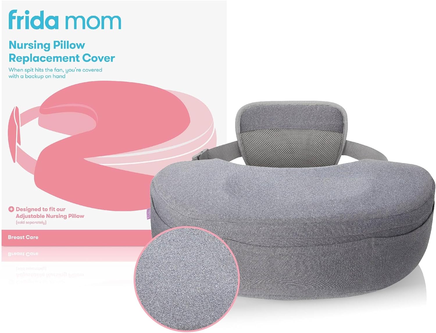 Nursing Pillow Cover, Easy-To-Clean Replacement Cover, Soft Fabric, Machine Washable, Gray