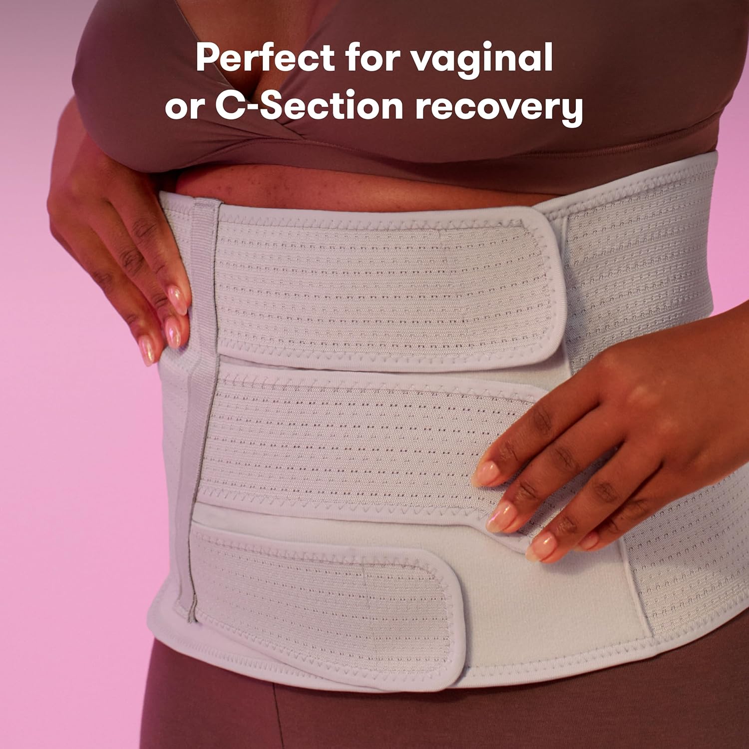 Belly Binder Postpartum Recovery, for Natural Delivery & C-Section Recovery, 9" High Adjustable Compression Wrap