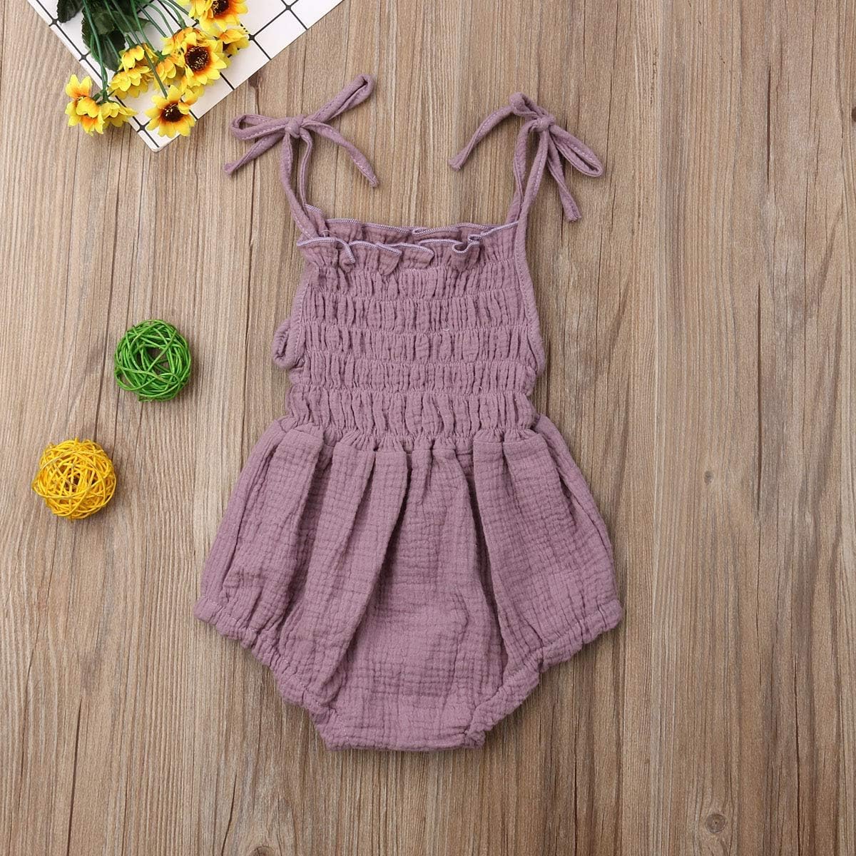 Newborn Baby Girl Clothes Summer Adjustable Straps Romper Dress Cotton Linen One Piece Photoshoot Birthday Outfit
