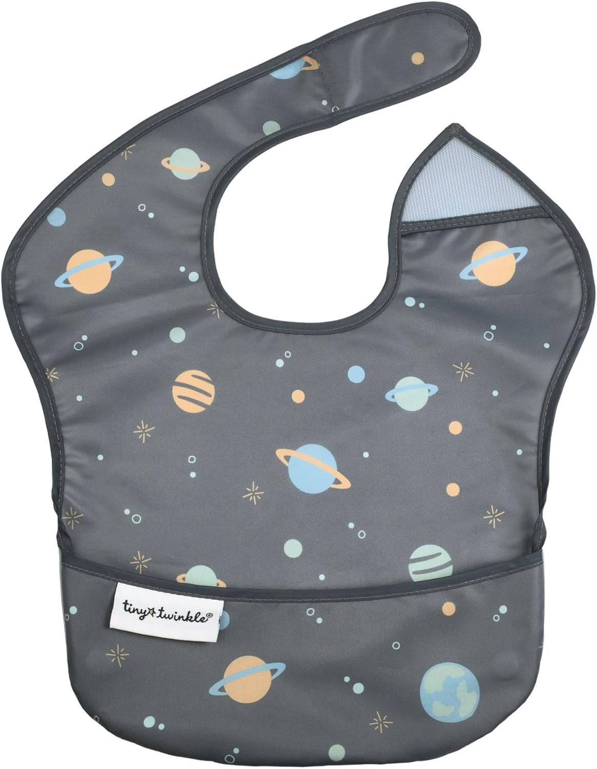 Mess-Proof Baby Bib - Waterproof Bib for Baby Boy or Girl - Machine Washable - Adjustable Closure - PVC, BPA, & Phthalate Free - Great for Travel - Baby Food Bibs, Space