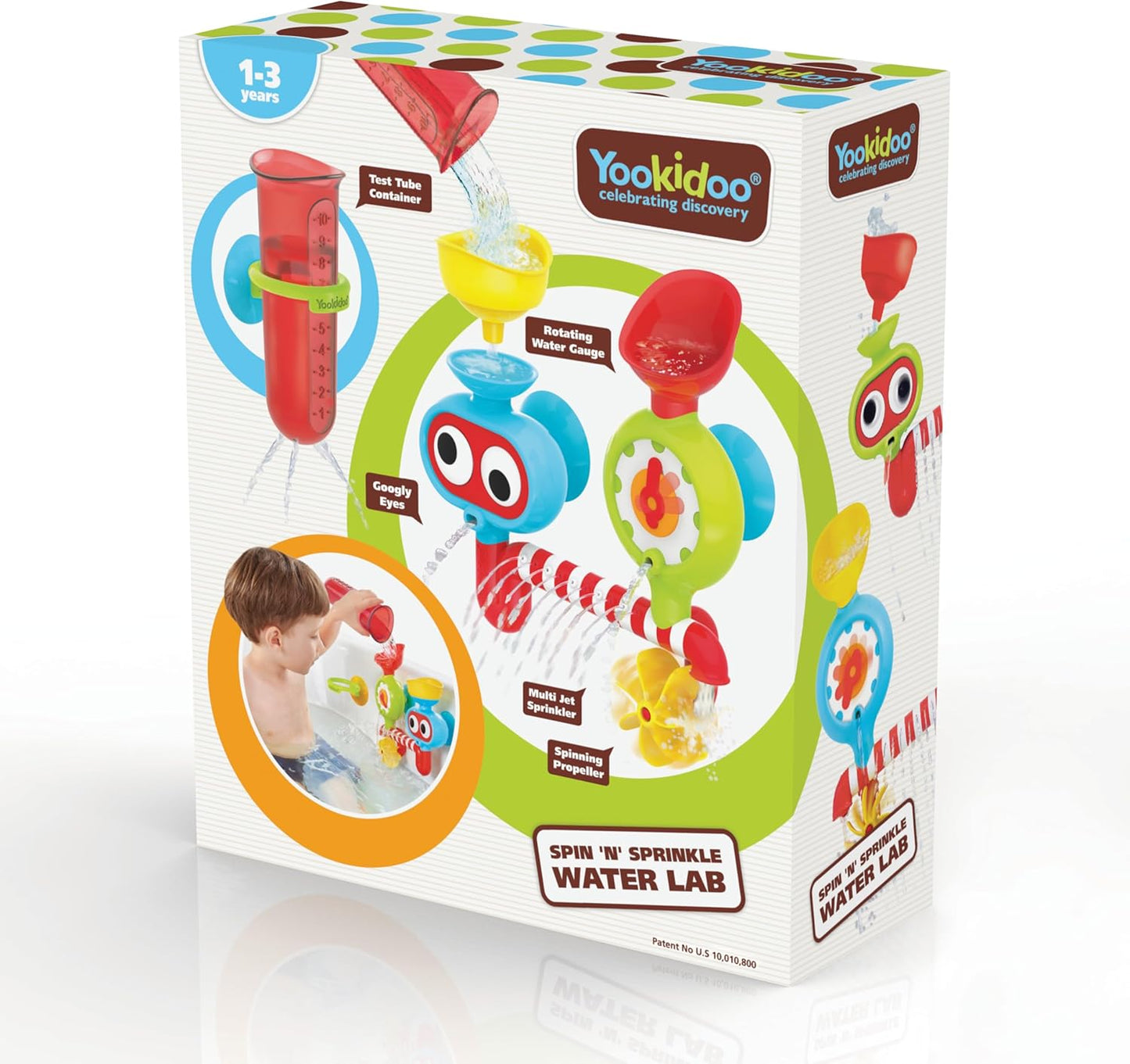 Baby Bath Toy - Spin 'N' Sprinkle Water Lab - Spinning Gear and Googly Eyes for Toddler or Baby Bath Time Sensory Development - Attaches to Any Size Tub Wall (1-3 Years)
