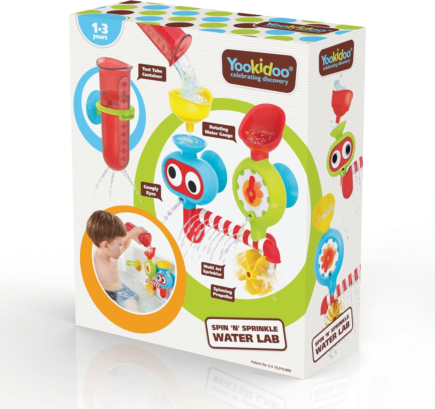 Baby Bath Toy - Spin 'N' Sprinkle Water Lab - Spinning Gear and Googly Eyes for Toddler or Baby Bath Time Sensory Development - Attaches to Any Size Tub Wall (1-3 Years)