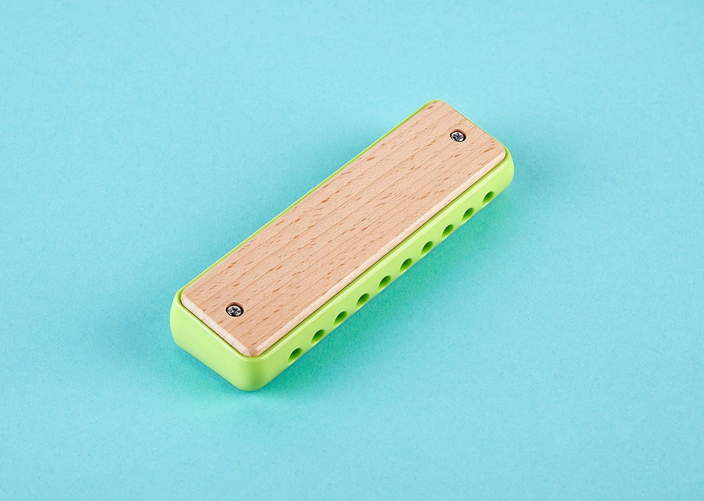 Blues Harmonica | 10 Hole Wooden Musical Instrument Toy for Kids, Green