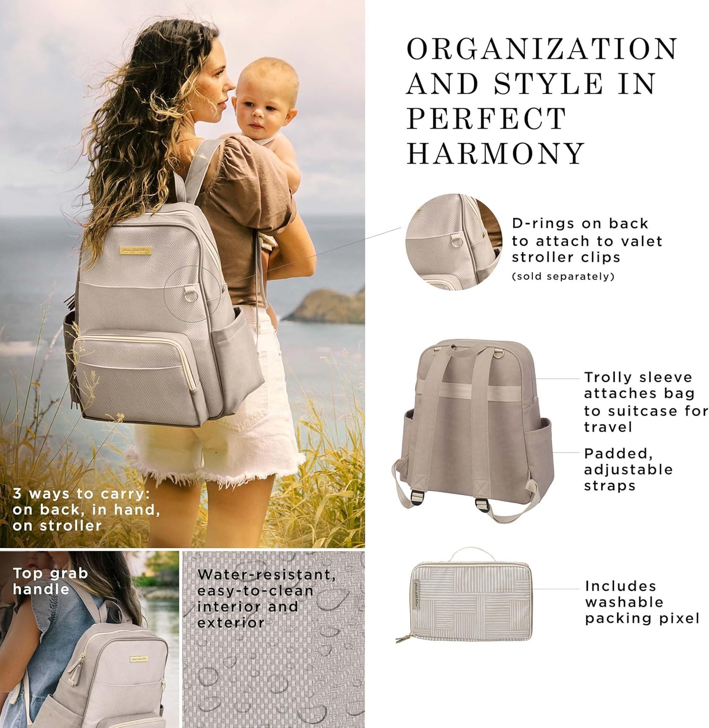 Sync Backpack, Grey Matte Cable Stitch, Modern