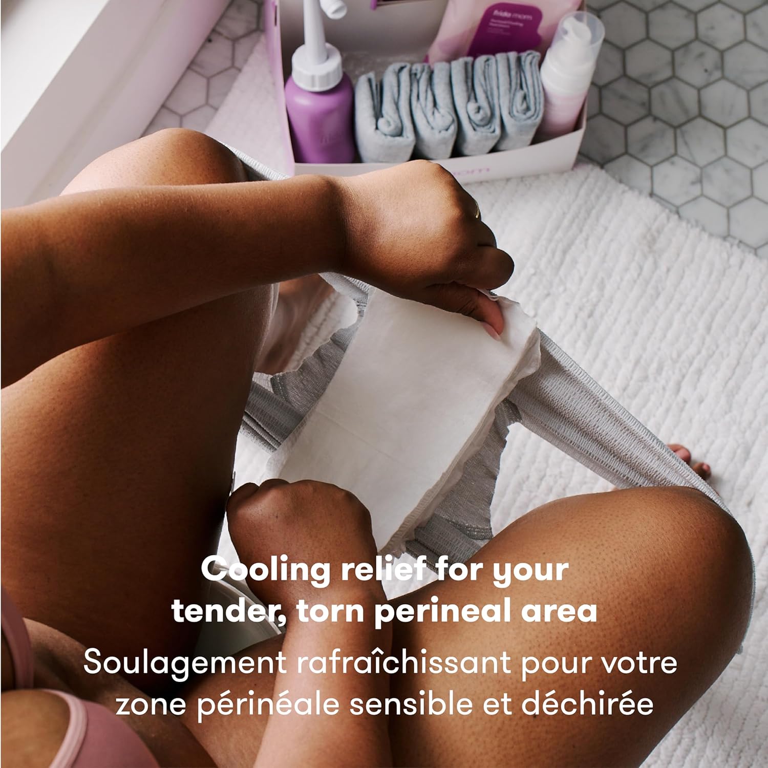 Witch Hazel Perineal Cooling Pad Liners for Postpartum Care, Hospital Bag Essentials for Pain Relief after Birth, Full-Length Medicated Cooling Pad Liners (24Ct)