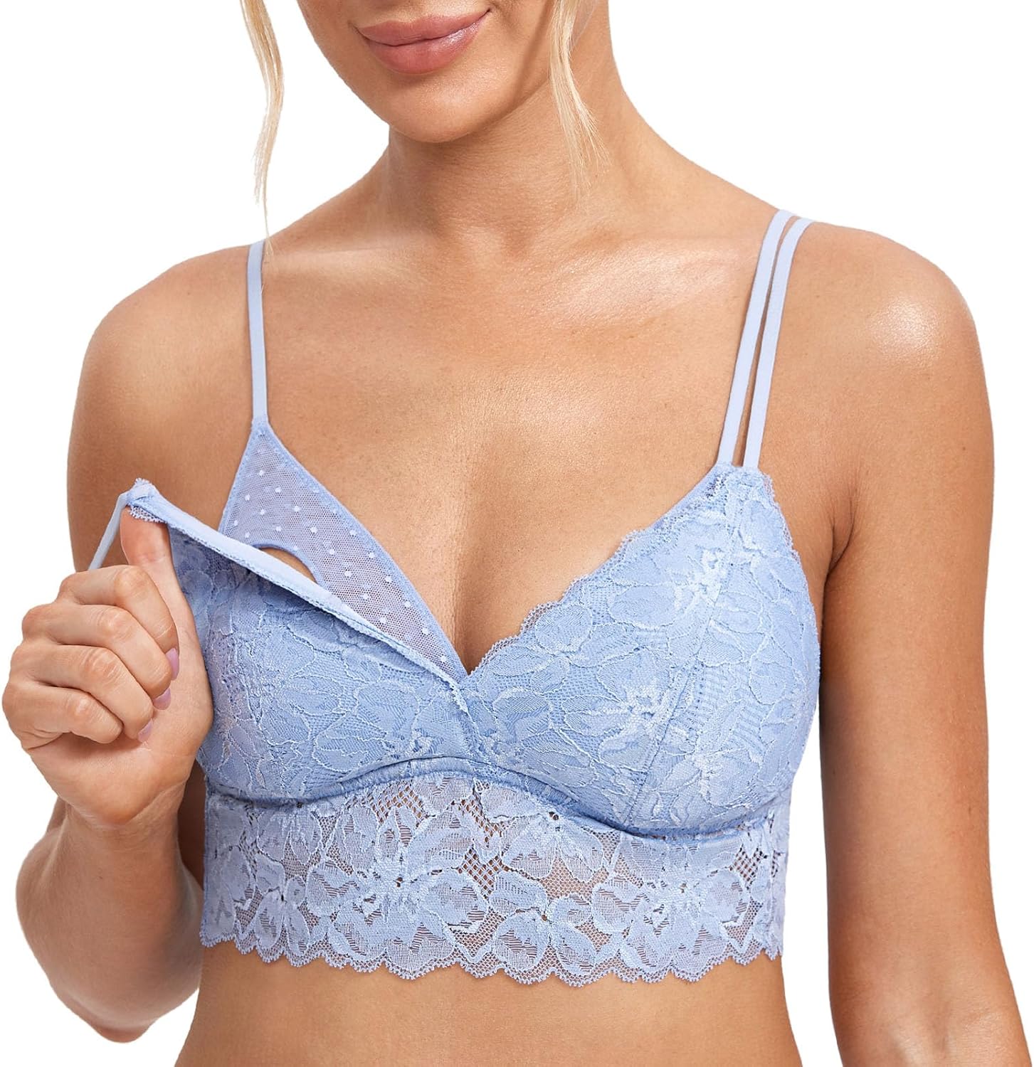 Women'S plus Size Nursing Bra Lace Bralette Wireless Padded Maternity Breastfeeding Bras