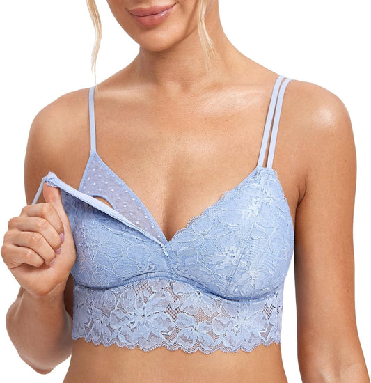 Women'S plus Size Nursing Bra Lace Bralette Wireless Padded Maternity Breastfeeding Bras