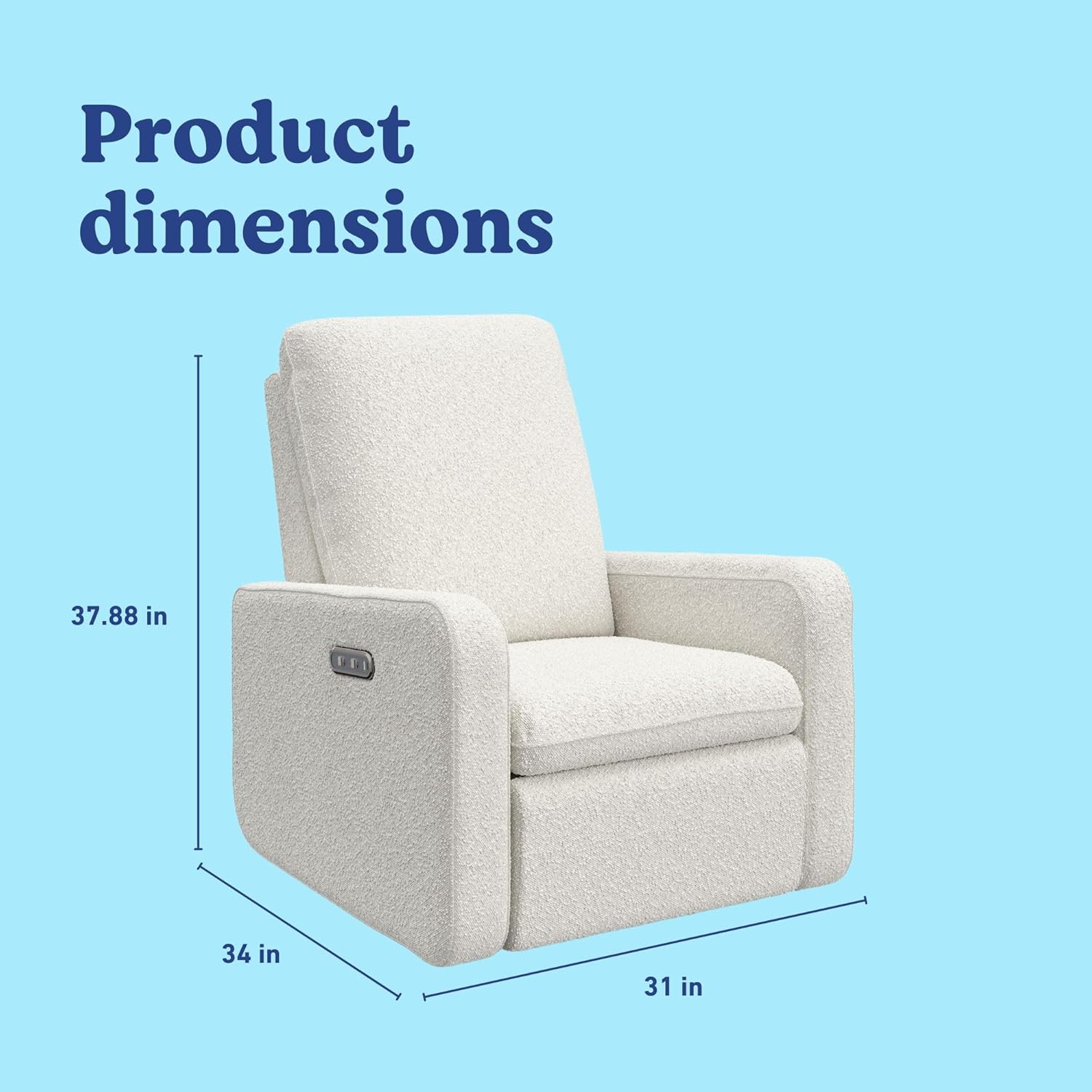 Teddi Power Recliner Swivel Glider (Ivory Boucle) – GREENGUARD Gold Certified, Certipur-Us Certified Foam, Electronic Power Recline, USB-A & USB-C Charger, Premium Cushioning & Comfort