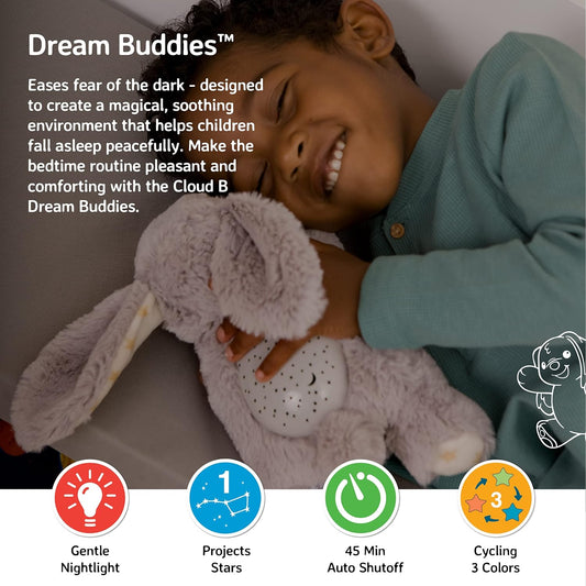 Dream Buddies Benny the Bunny - the Soothing Mini Baby Night Light Kids Love | Star Projector Sleep Aid with Gentle Lights and Auto Shut off | Newborn Essentials Baby Toys