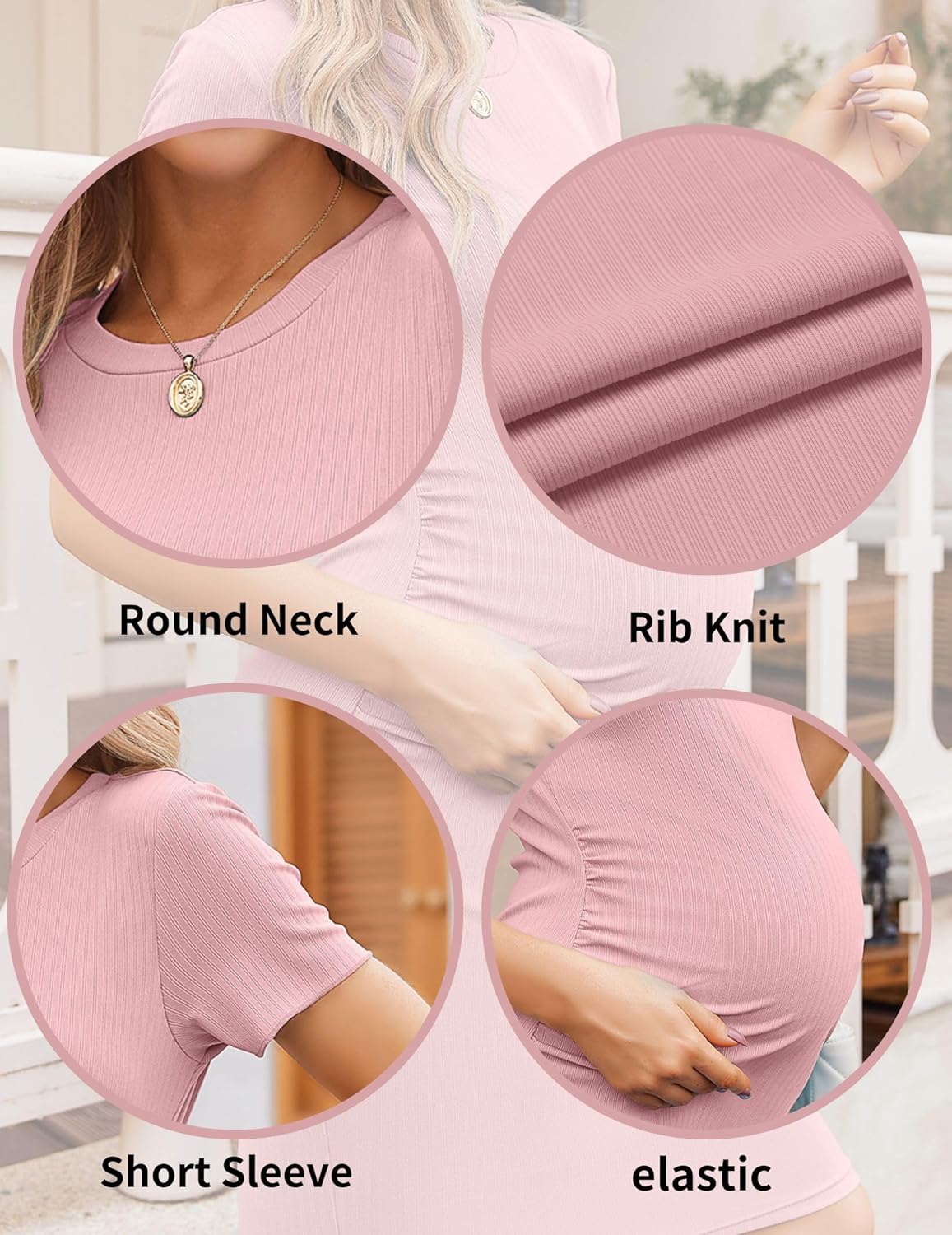 Women'S Maternity Dress Ruched Ribbed Bodycon Summer Dresses Casual Pregnancy Dress Maternity Dress S-XXL