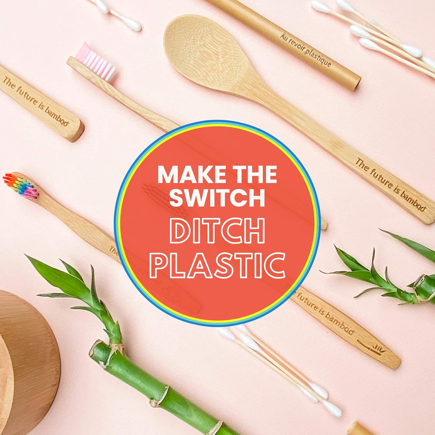 – Rainbow Bamboo Toothbrush for Kids, Pack of 4 Children’S Bamboo Toothbrushes with Soft Wave Bristles