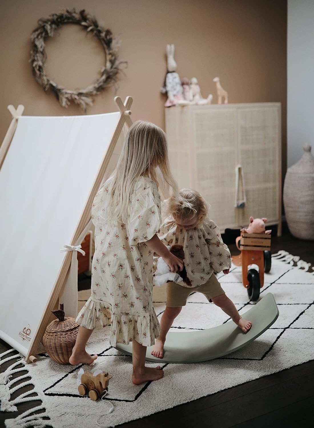 , Kinderboard, Waldorf Original Wooden Balance Board for Toddlers, Kids, Teens, Adults