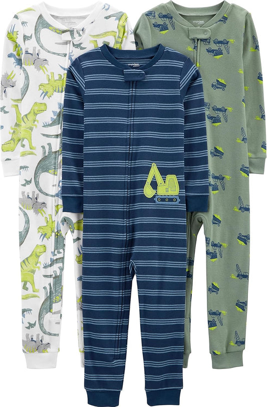 Baby-Boys 3-Pack Snug Fit Footless Cotton Pajamaspajama Set
