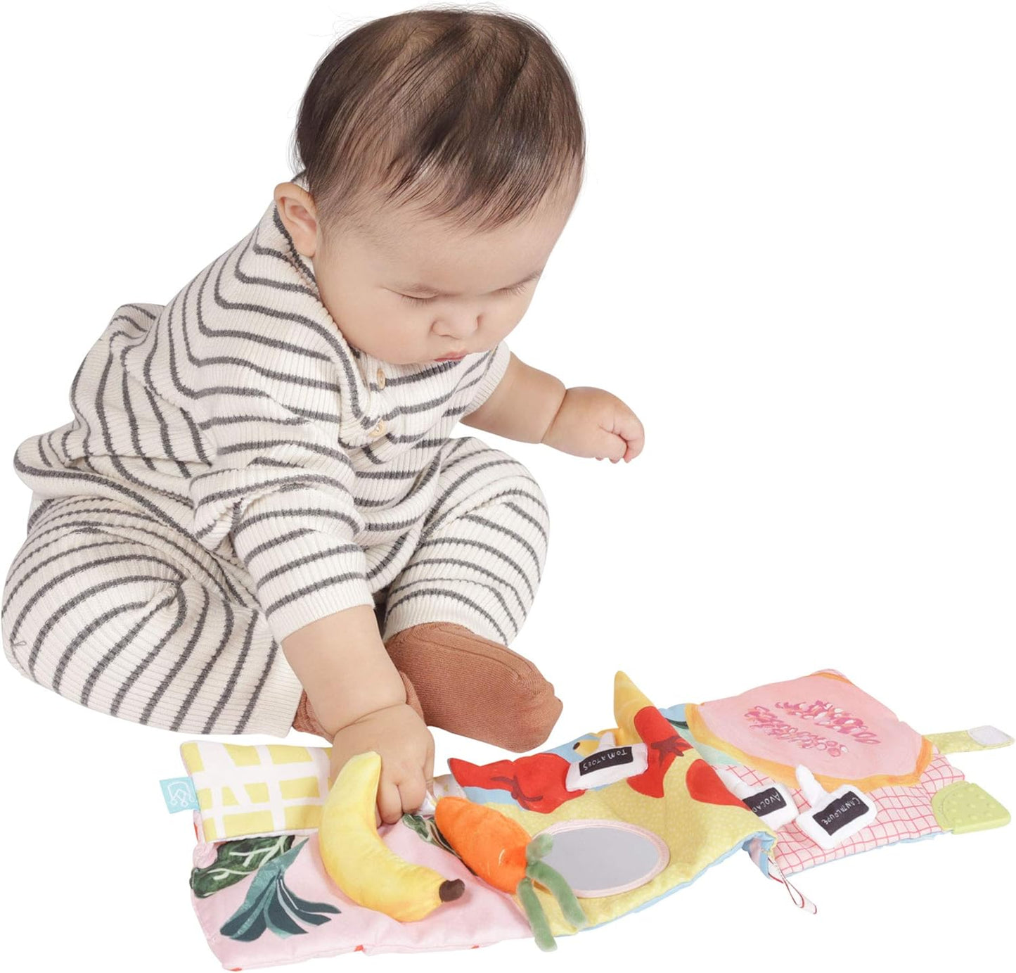 Mini-Apple Farm Soft Activity Crinkle Book for Baby & Toddler with Discovery Mirror and Textured Teether