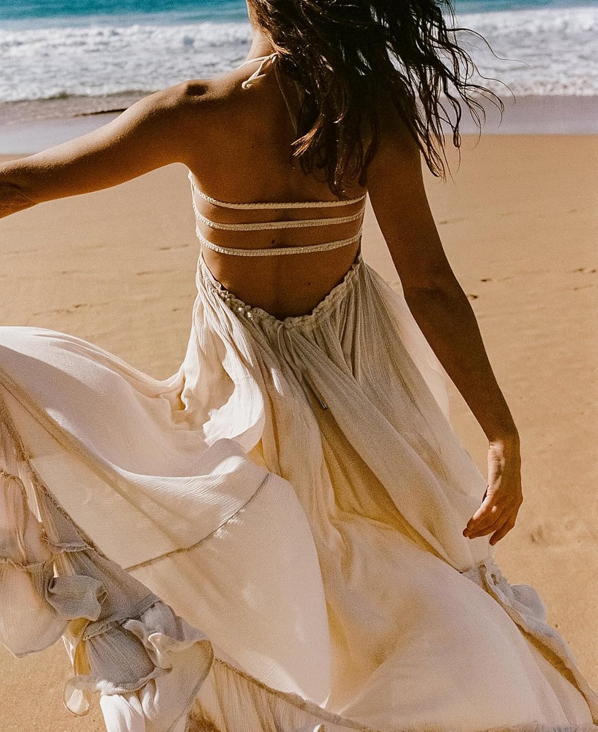 Womens Summer Boho Sexy Backless Long Dresses
