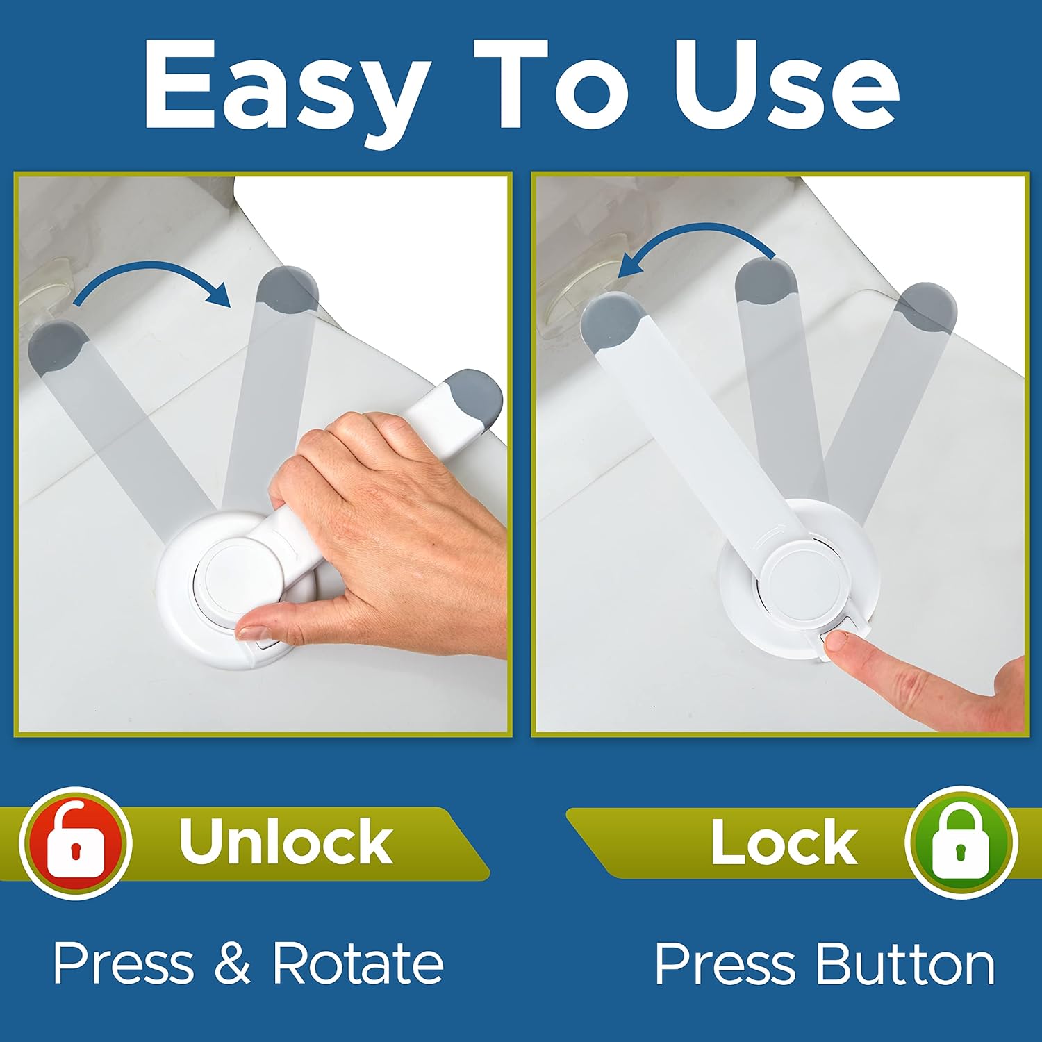 Baby Toilet Lock by  - 9" L X 4" W - Ideal Baby Proof Toilet Lidlock - No Tools Needed Easy Installation with 3M Adhesive - Top Safety Toilet Seat Lock - Fits Most Toilets - White (1 Pack)