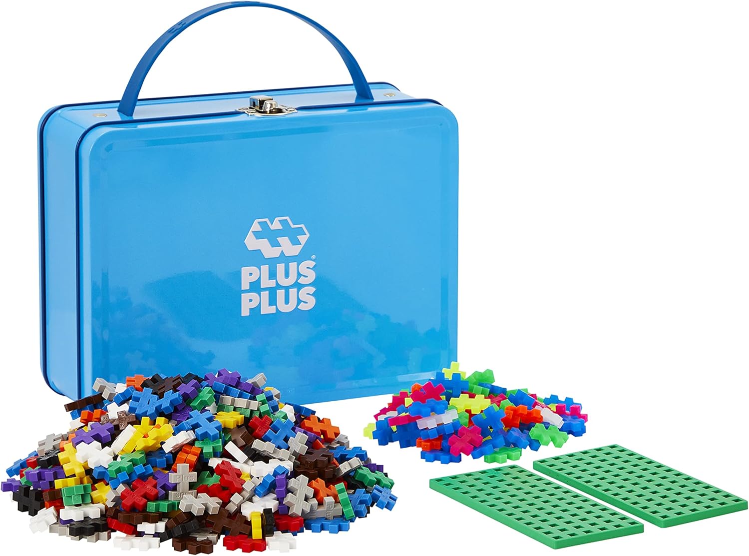 - Blue Metal Case - 600 Pieces - Creative Building and Construction Set - Mix of Basic and Neon Colors in a Travel Suitcase Box - Kids 5 to 12 Years - P7002