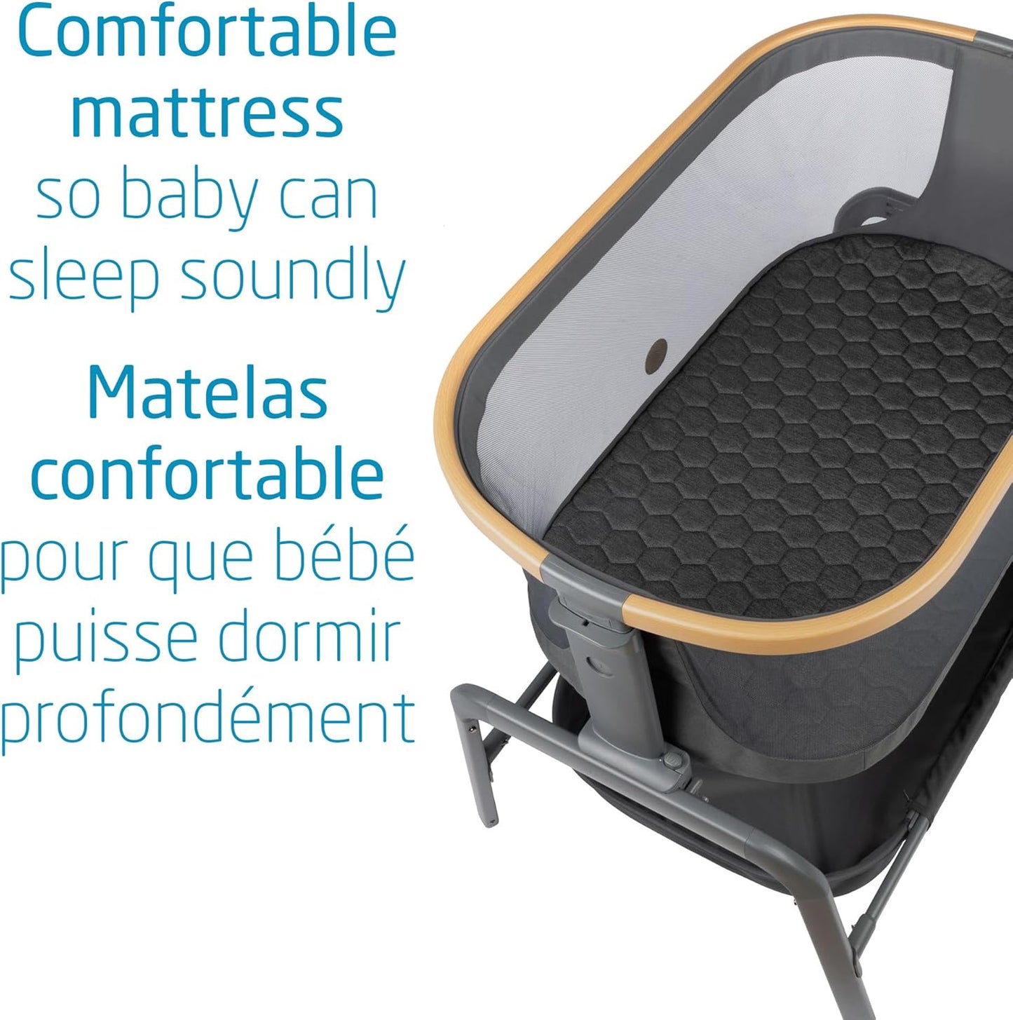 Iora Bedside Bassinet, Infant Bedside Sleeper Crib, 4 Height Positions, Portable & Folds Flat, Large Storage Basket, Includes Travel Bag, Classic Graphite
