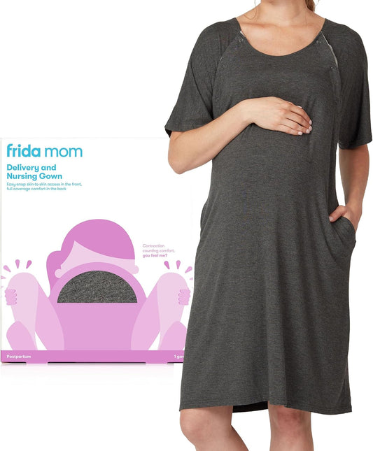 Labor and Delivery Gown by | Easy-Snap, Tagless, Skin-To-Skin Access for Nursing and Full Coverage in the Back
