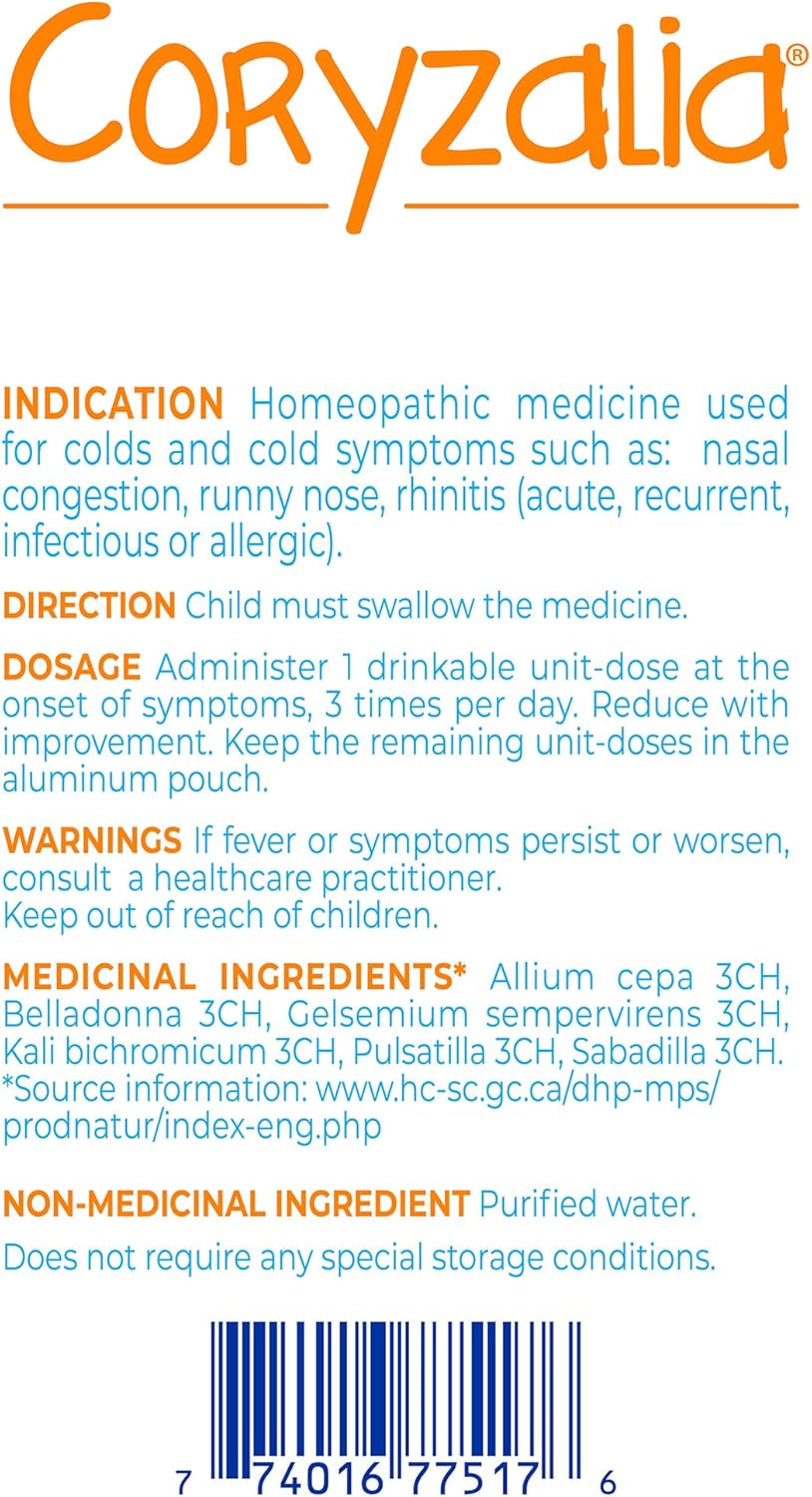 Coryzalia, 30 Doses. Baby Cold Relief Drops for Sneezing, Runny Nose, and Nasal Congestion, Non-Drowsy, Sterile Single-Use Liquid Oral Doses, 30 Count (Pack of 1)