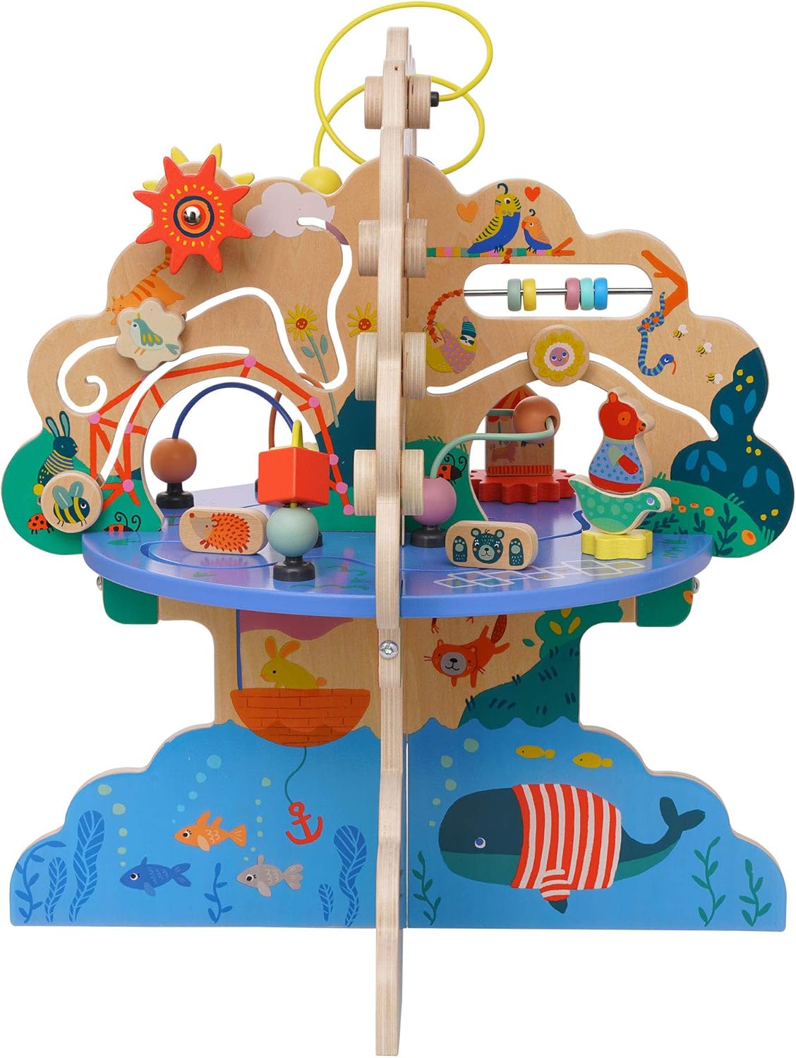 Playground Adventure Wooden Toddler Activity Center with Gliders, Abacus Track, Spinners, Spring Toys and Bead Runs