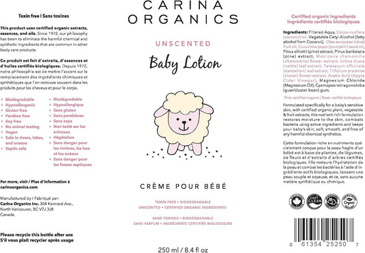 Extra Gentle Baby Lotion, Organic & Natural, for Sensitive Skin, Whole Body, 8 Fl Oz